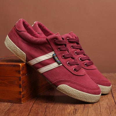 Casual Round Toe High Quality Mens Canvas Flat Solid Summe Lace Up Breathable Flat Casual Sneakers Sports Flats Men Casual Walking Sneakers Comfortable Soft Design