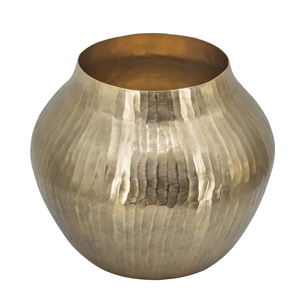 13.5x13.5x11.5' Aluminum Chisel Flower Vase, Gold