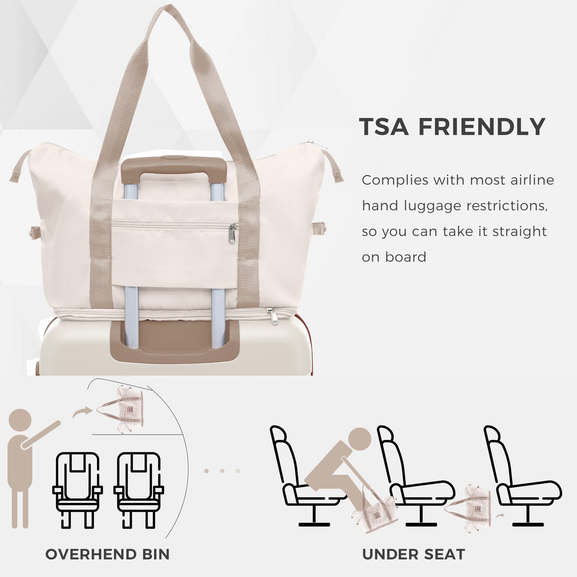 Luggage Sets 4 Piece, 20-inch with USB Port, Expandable ABS Durable Suitcase with Travel Bag, Cup Holder, ABS Hard Shell Luggage with Spinner Wheels, beige
