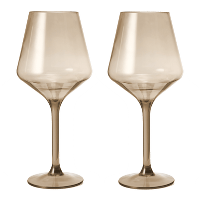 Floating Wine Glasses for Pool - Set of 2-15 OZ Shatterproof Poolside Wine Glasses, Tritan Plastic Reusable, Beach Outdoor Cocktail, Wine, Champagne, Water Glassware Spring Summer (Smoke)
