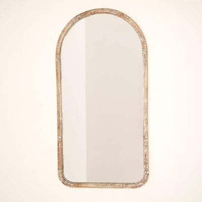 Arched Full Length Wall Mirror with Mango Wood Frame, 36x72
