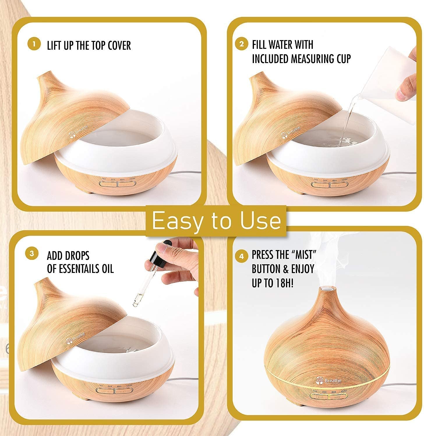 Oil diffuser | 550ml diffusers for...
