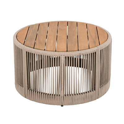 Outdoor Rattan Rope & Acacia Wood Coffee Table