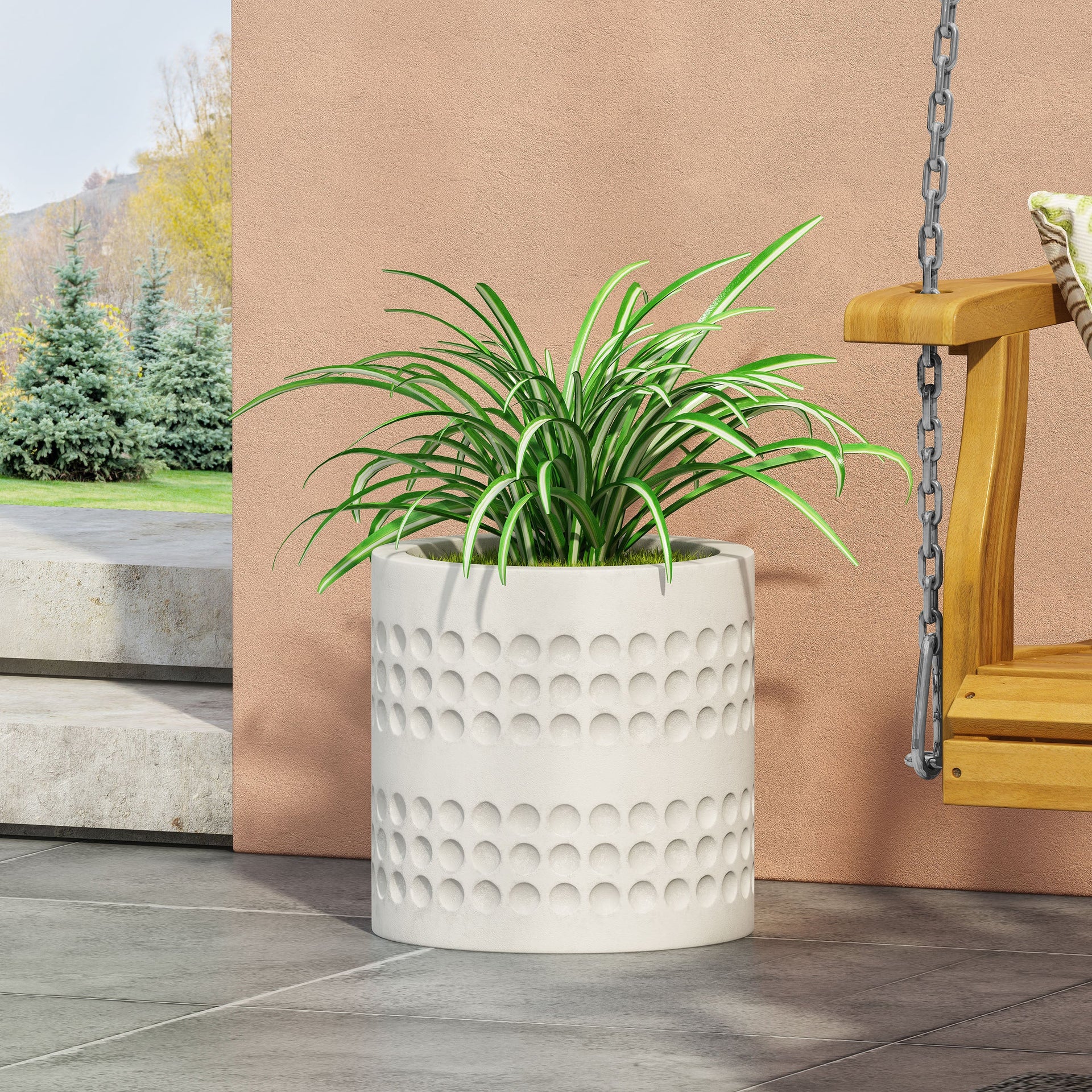 13-Inch cube Antique White MGO Planter