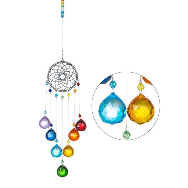 Chandelier Wind Chimes Crystal Prisms Hanging Sun Catcher Beads Chain Sphere Chandelier Lamps Light Pendant for Christmas Day Wedding Plants Cars Window Décor Rainbow Window Curtains Pendant Home Decor Gifts