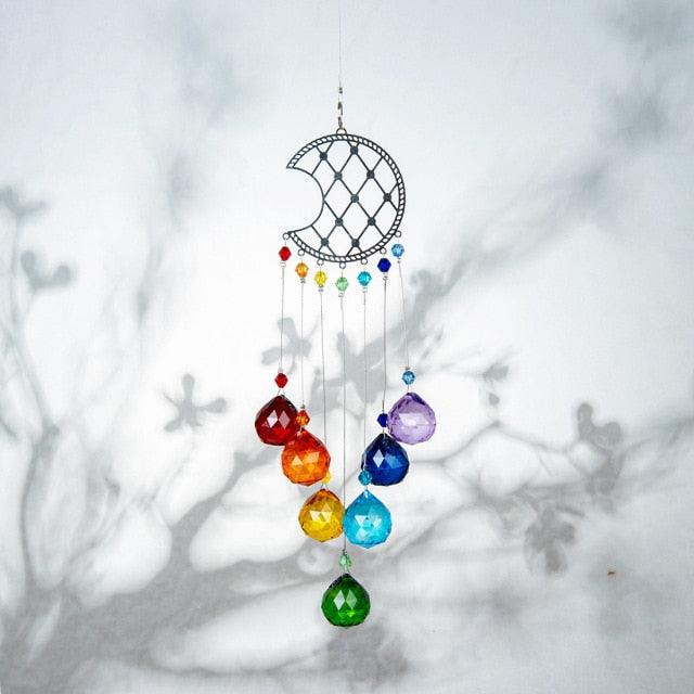 Chandelier Wind Chimes Crystal Prisms Hanging Sun Catcher Beads Chain Sphere Chandelier Lamps Light Pendant for Christmas Day Wedding Plants Cars Window Décor Rainbow Window Curtains Pendant Home Decor Gifts