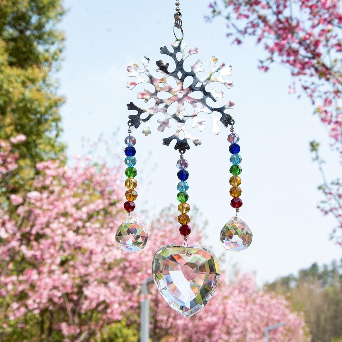 Chandelier Wind Chimes Crystal Prisms Hanging Sun Catcher Beads Chain Sphere Chandelier Lamps Light Pendant for Christmas Day Wedding Plants Cars Window Décor Rainbow Window Curtains Pendant Home Decor Gifts