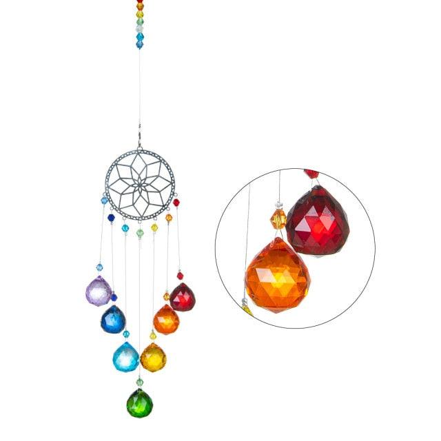 Chandelier Wind Chimes Crystal Prisms Hanging Sun Catcher Beads Chain Sphere Chandelier Lamps Light Pendant for Christmas Day Wedding Plants Cars Window Décor Rainbow Window Curtains Pendant Home Decor Gifts