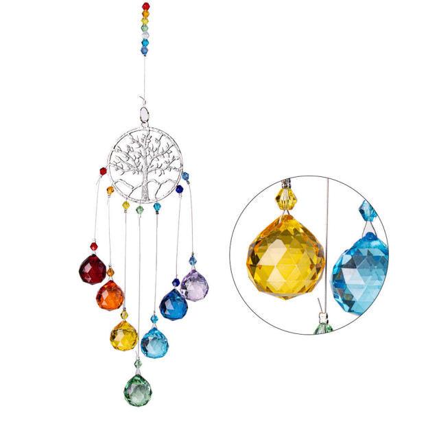 Chandelier Wind Chimes Crystal Prisms Hanging Sun Catcher Beads Chain Sphere Chandelier Lamps Light Pendant for Christmas Day Wedding Plants Cars Window Décor Rainbow Window Curtains Pendant Home Decor Gifts