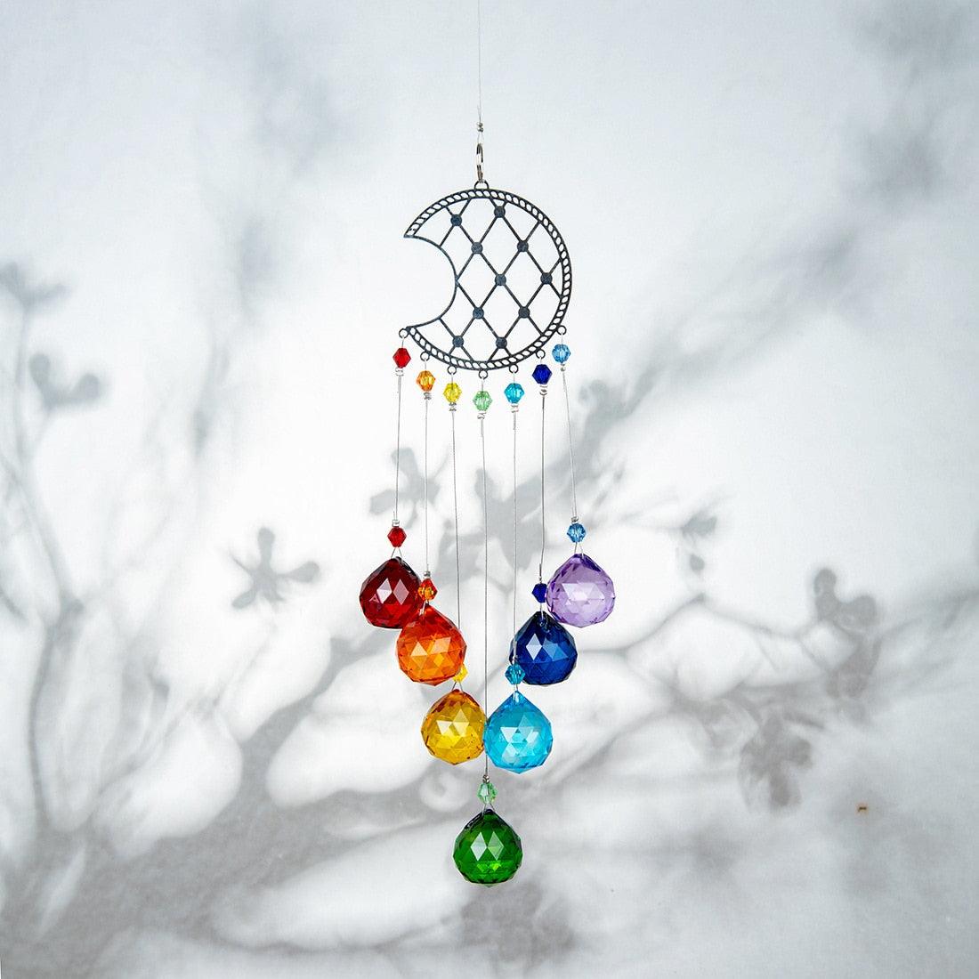 Chandelier Wind Chimes Crystal Prisms Hanging Sun Catcher Beads Chain Sphere Chandelier Lamps Light Pendant for Christmas Day Wedding Plants Cars Window Décor Rainbow Window Curtains Pendant Home Decor Gifts