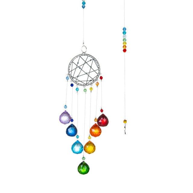 Chandelier Wind Chimes Crystal Prisms Hanging Sun Catcher Beads Chain Sphere Chandelier Lamps Light Pendant for Christmas Day Wedding Plants Cars Window Décor Rainbow Window Curtains Pendant Home Decor Gifts