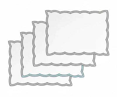 Charcoal placemats - Double Scalloped