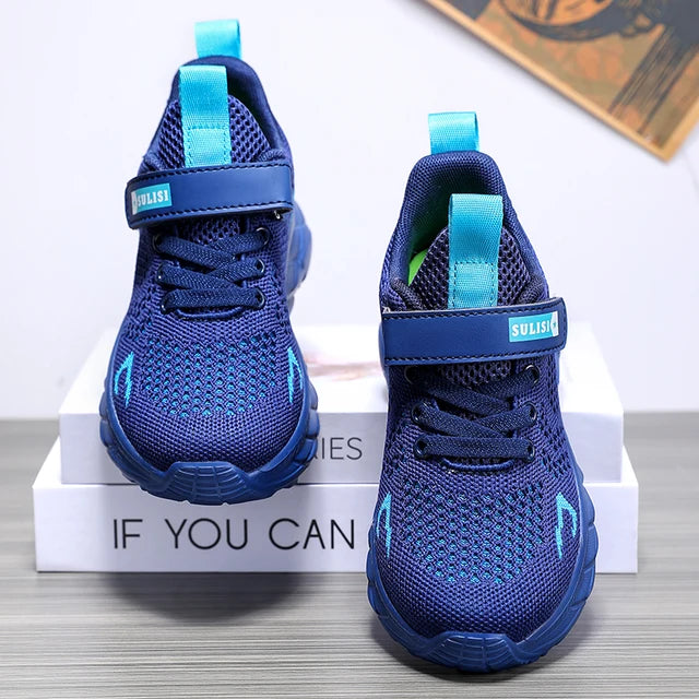 Children's sports shoes seasonal flying woven men's shoes breathable men's and women's casual running shoes for children