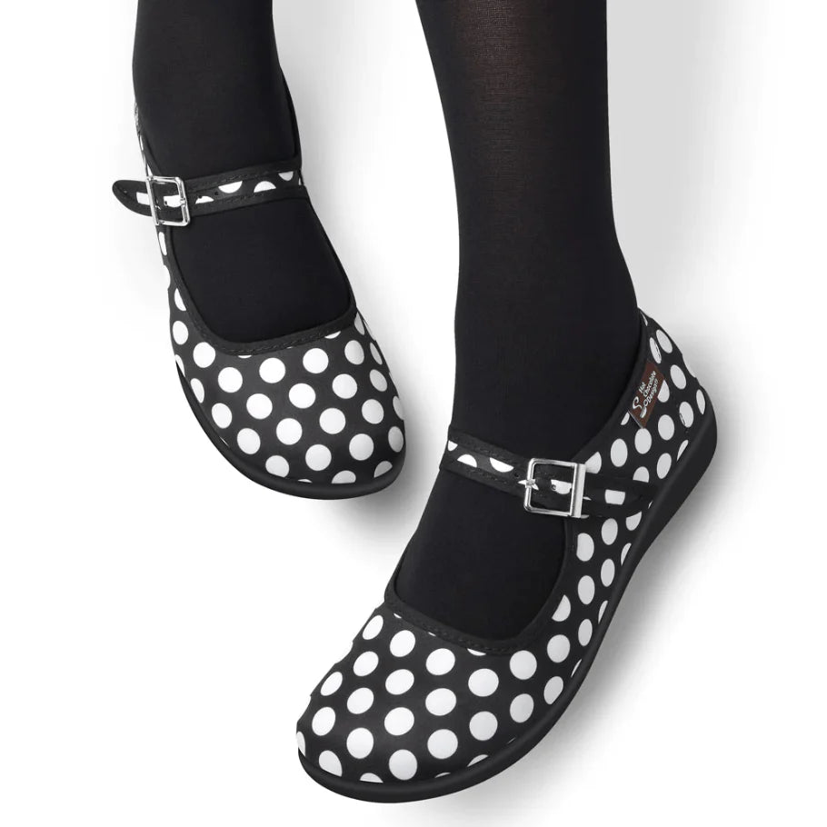 Hot Chocolate Design Chocolaticas® BLACK POLKA Mary Jane Flat Shoes