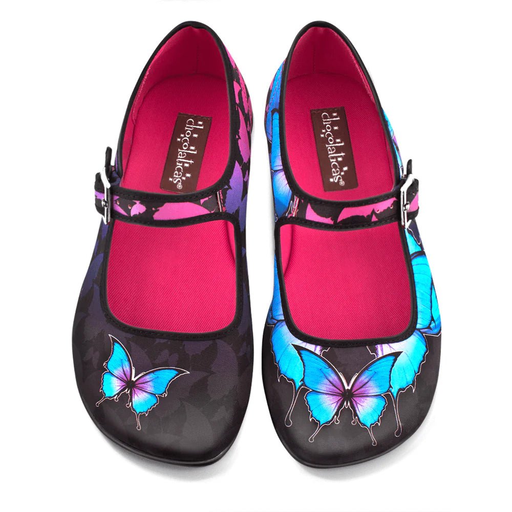 Hot Chocolate Design® DARK BUTTERFLY Women's Mary Jane Flat
