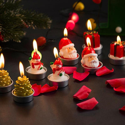 Christmas Candles Paraffin Home Desktop Decorations Tea light Candles Handmade Delicate Santa Snowman Acorn Tree Candles For Christmas Home Decoration Gifts Wedding Party Holiday Lights Christmas Ornaments