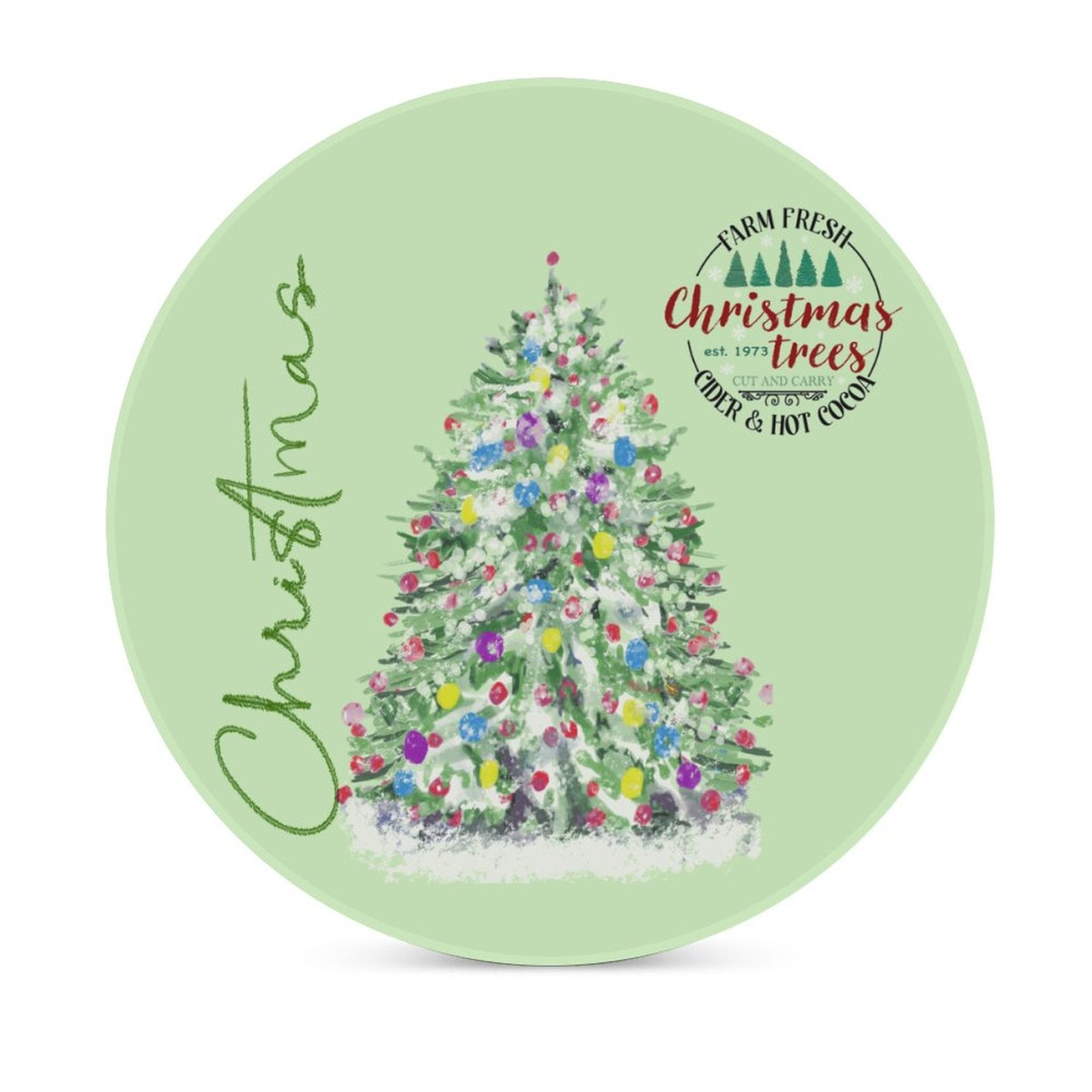 Christmas Cocoa Tree Farm Ceramic Coaster