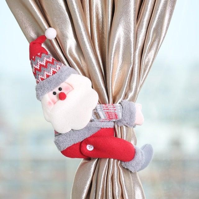 Christmas Curtain Holder Merry Christmas Decorations For Home Ornaments New Year Santa Claus Xmas Curtain Home Decor Santa Snowman Reindeer Merry Christmas Window Decoration Curtain Holdbacks Ties Christmas Tree Ornaments Decoration Ideas For Living Room