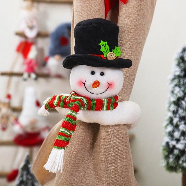 Christmas Curtain Holder Merry Christmas Decorations For Home Ornaments New Year Santa Claus Xmas Curtain Home Decor Santa Snowman Reindeer Merry Christmas Window Decoration Curtain Holdbacks Ties Christmas Tree Ornaments Decoration Ideas For Living Room