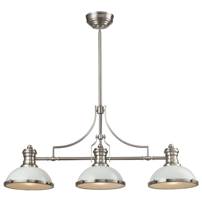 Chadwick 47'' Wide 3-Light Linear Chandelier - Satin Nickel with Gloss White