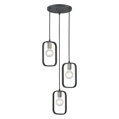 Dylan 12'' Wide 3-Light Chandelier - Matte Black with Nickel Sockets