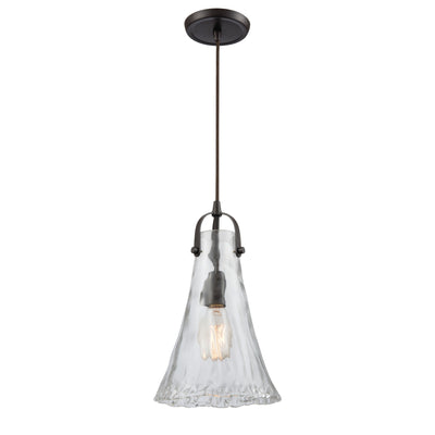 Hand Formed Glass 8'' Wide 1-Light Mini Pendant - Oil Rubbed Bronze