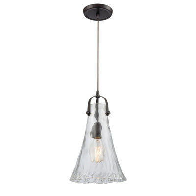 Hand Formed Glass 8'' Wide 1-Light Mini Pendant - Oil Rubbed Bronze