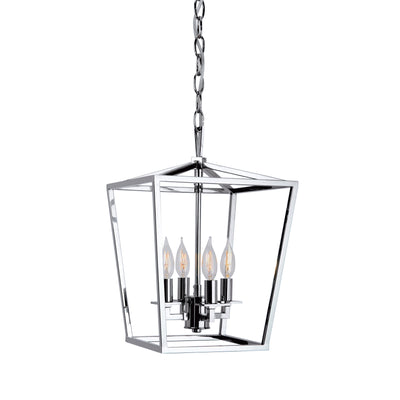Cage 12'' Wide 4-Light Pendant - Polished Nickel