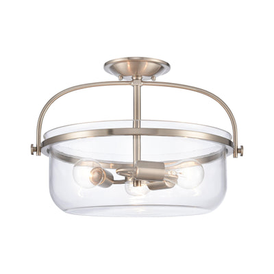 Wentworth 17'' Wide 3-Light Semi Flush Mount - Brushed Nickel
