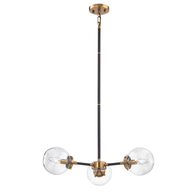 Boudreaux 26'' Wide 3-Light Chandelier - Matte Black with Antique Gold