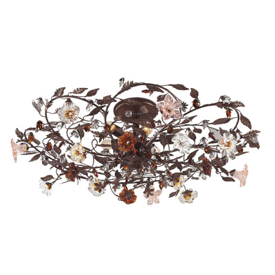 Cristallo Fiore 38'' Wide 6-Light Flush Mount - Deep Rust