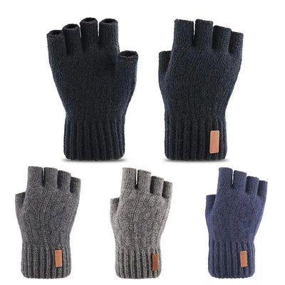 Classic Knitted Fingerless Winter Unisex Outdoor Gloves For Men Women Retro Soft Unisex Stretch Elastic Warm Half Finger Cycling Gloves