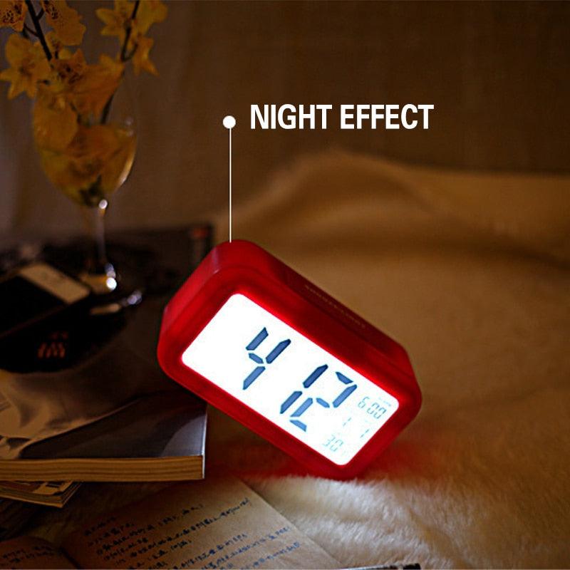 Clocks LED Wooden Alarm Clock Watch Wooden Wood Clock New Version LED Alarm Digital Desk Clock Adjustable Brightness, Alarm Time, Displays Time Date Temperature Table Voice Control Digital Wood Electronic Desktop Table