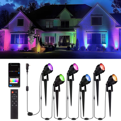 Gardenreet Outdoor Smart Spotlight, 1800LM RGB Color Changing Aluminum Landscape Lighting (9102A)