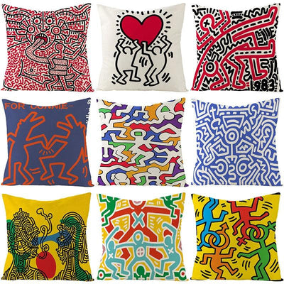Colorful Abstract Cushion Cover Modern Art Throw Pillow Covers Cotton Linen Chair Back Cushion Cover Home Decorative Sofa Pillowcase Elegant Decorative Pillowcase 45x45CM