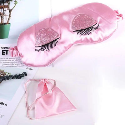 Comfortable Pink Silk Elegant Sleeping Mask Long Eyelash Sleeping Eye Mask Soft Sleeping Mask With Elastic Strap Breathable Lightweight Blindfold For Women Eye Cover Eyeshade With Luxury Bag