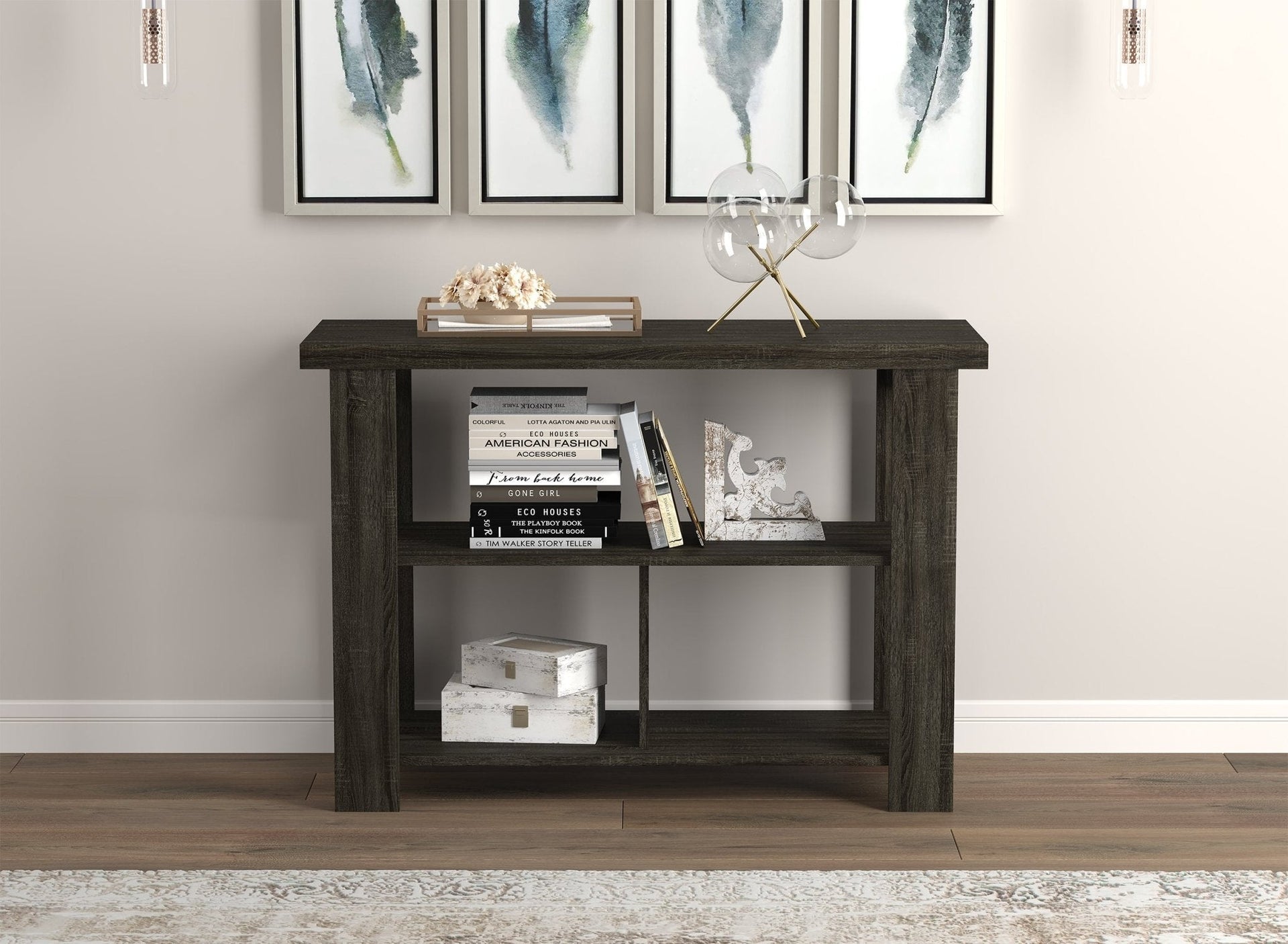 Console Sofa Table Dark Grey 3 Shelves