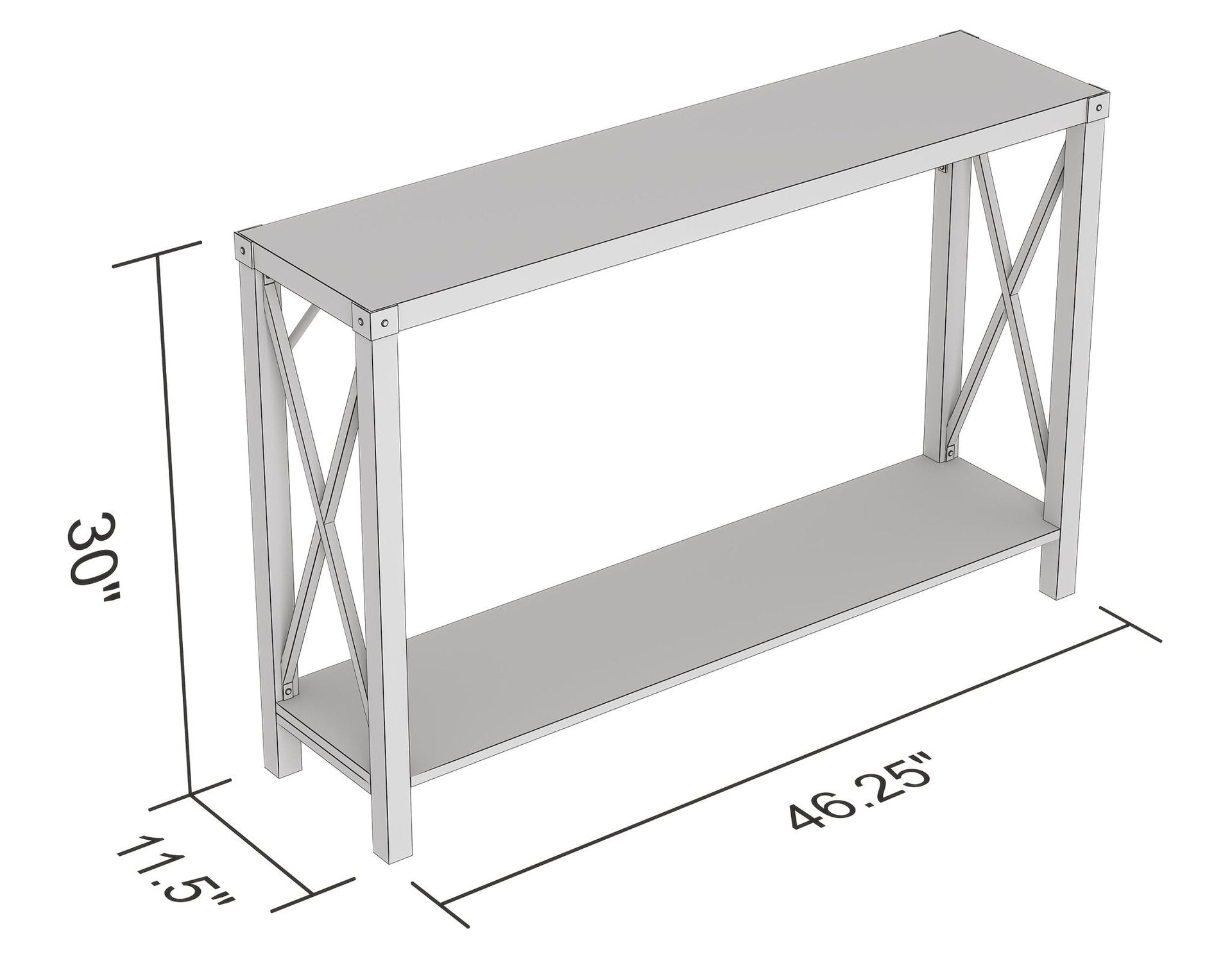 Console Sofa Table Dark Taupe 1 Shelf Metal Sides