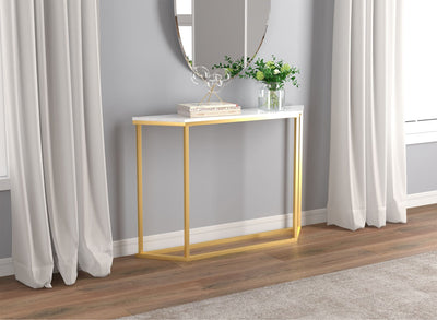 Console Sofa Table Marble Look Gold Metal Frame