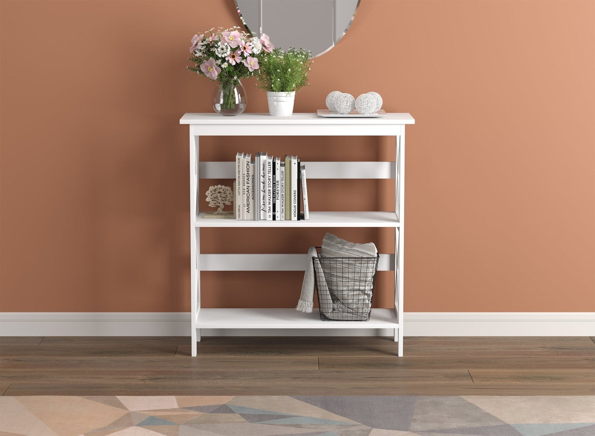 Console Sofa Table White 2 Shelves