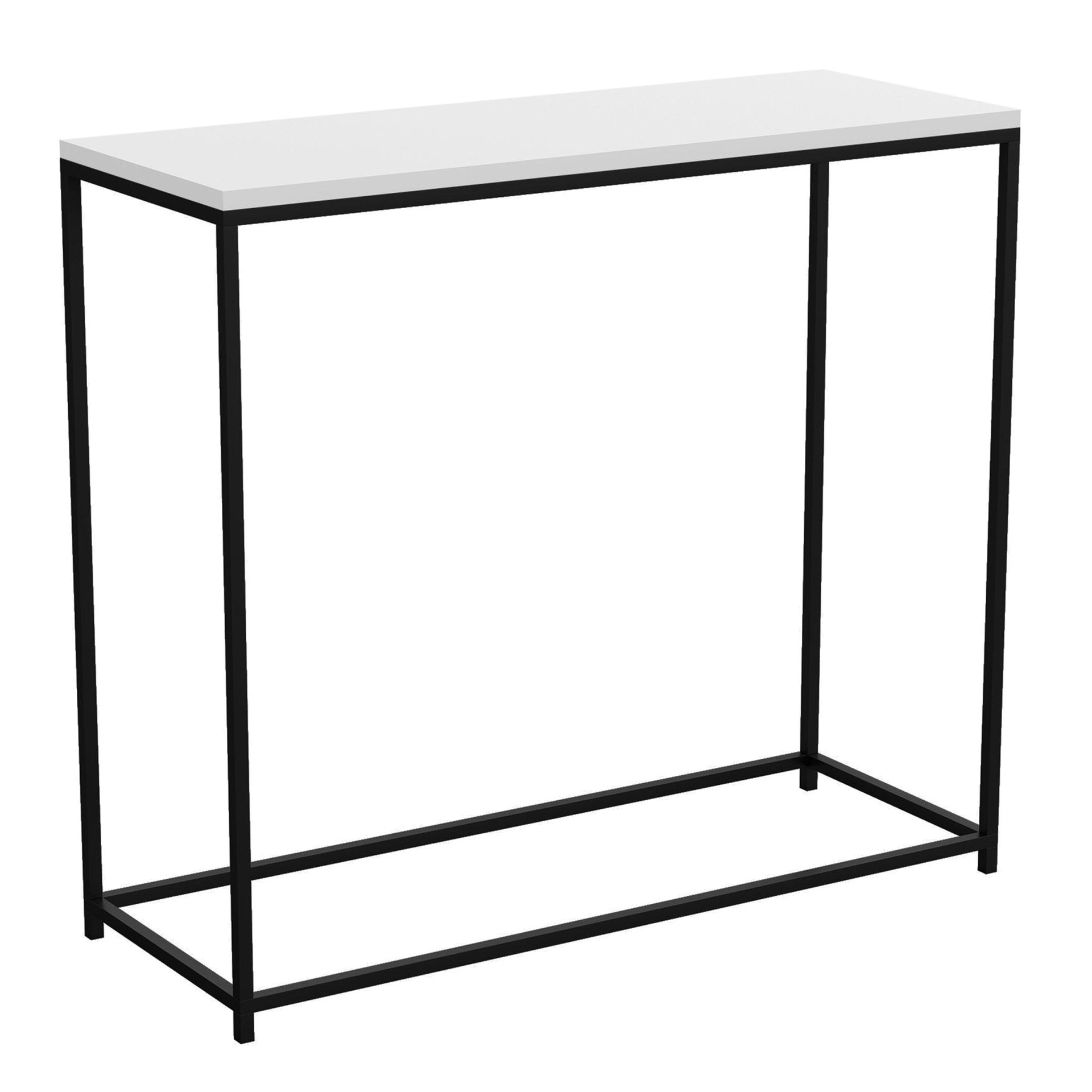 Console Sofa Table White Top Black Metal Base