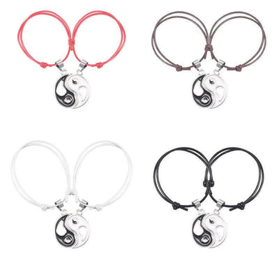 Couple Bracelet Vintage Adjustable Hand Jewelry Accessories Pendants Wrap Rope Cord Bracelet Set Bangle For Couple BFF Matching Puzzle Pendant Bracelet Friendship For Women Men