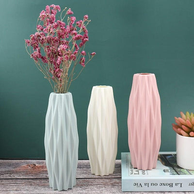 Creative Flower Vase White Imitation Ceramic Flower Pot Home Decor Plastic Vase Centerpieces and Events Ornamnet Decoration For Wedding Home Office Party Hotel Yard Restaurant Patio Festive Furnishing