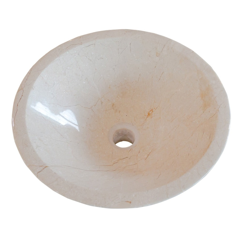 Crema Marfil Marble Natural Stone Tapered Sink High-Gloss Polished (D)16