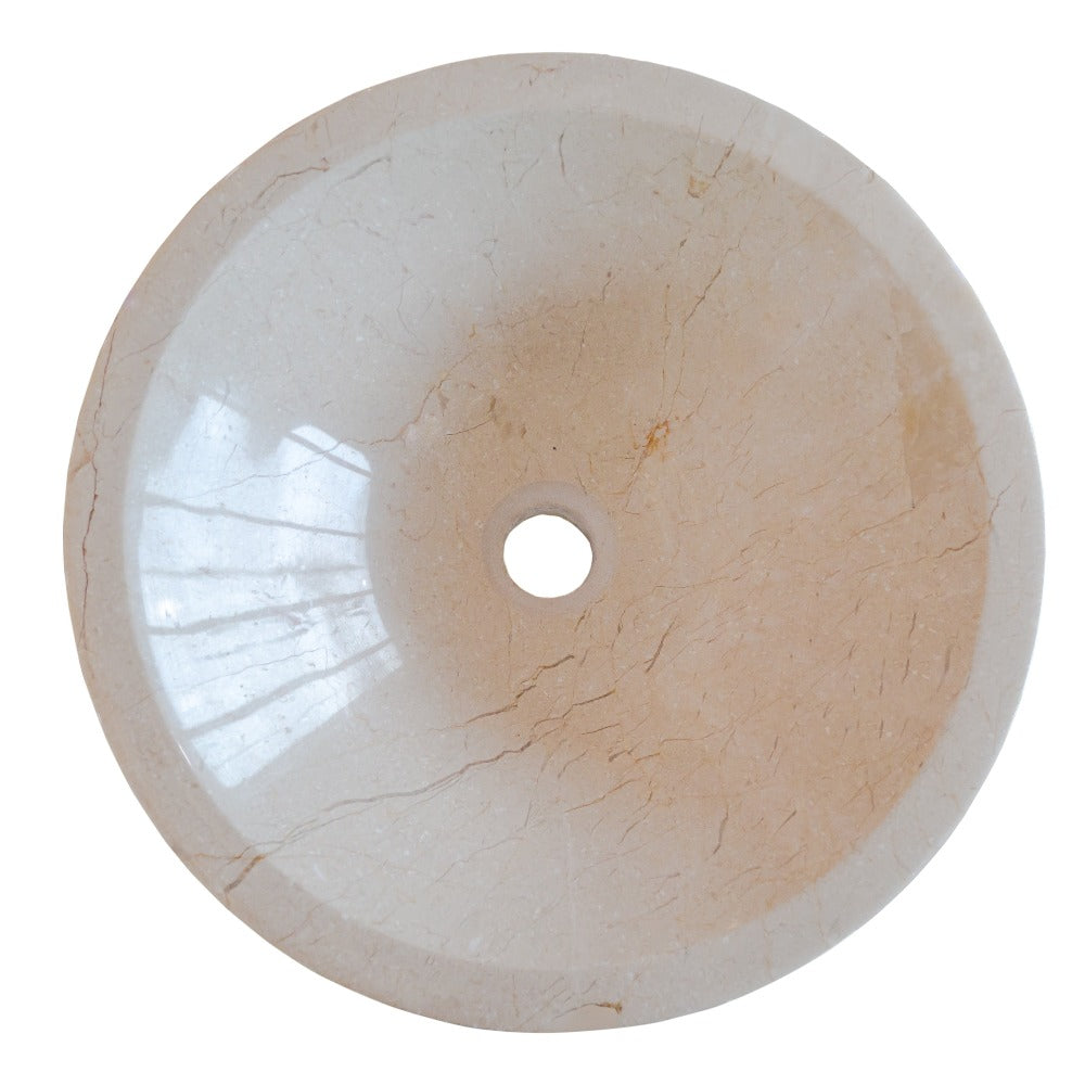Crema Marfil Marble Natural Stone Tapered Sink High-Gloss Polished (D)16