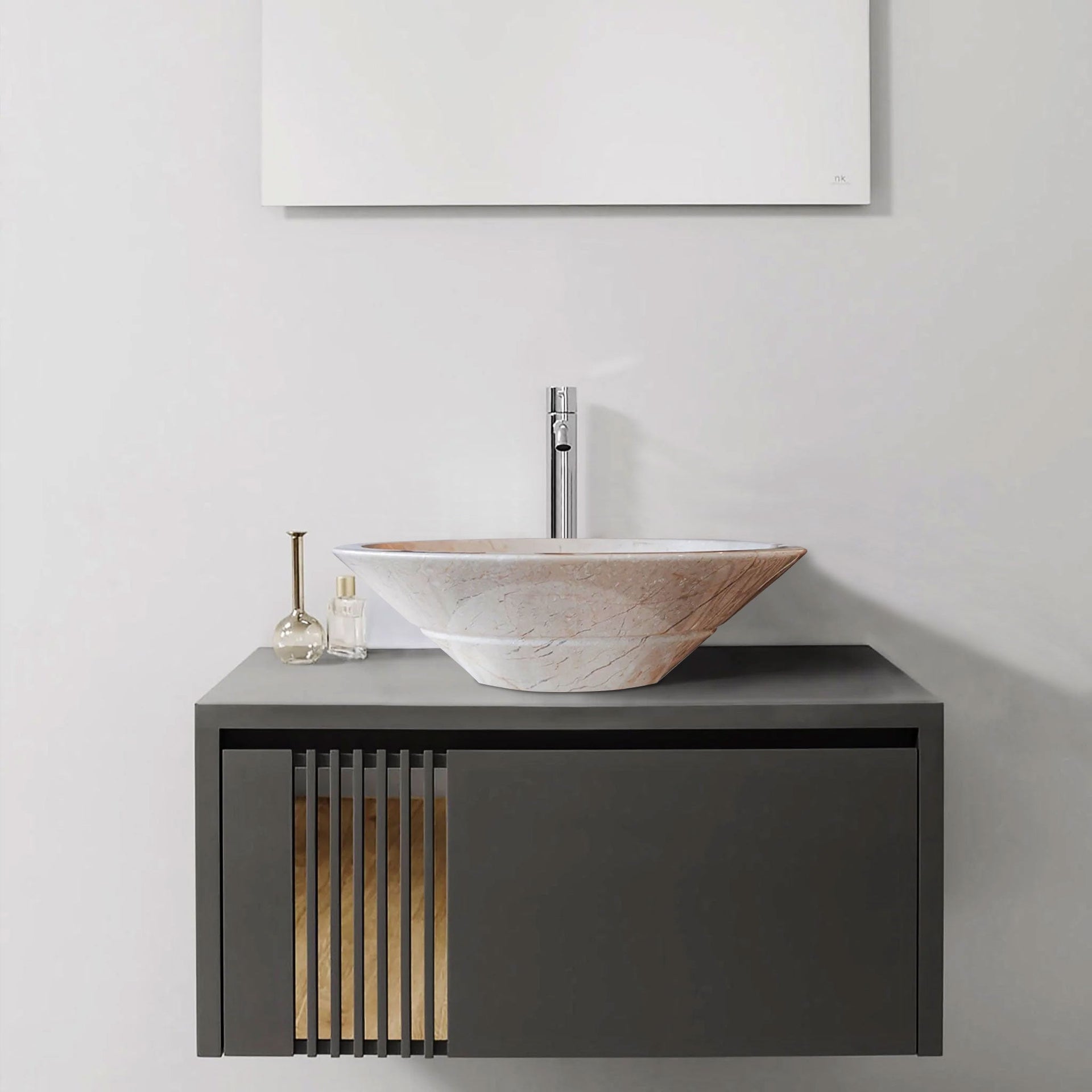 Crema Marfil Marble Natural Stone Tapered Sink High-Gloss Polished (D)16