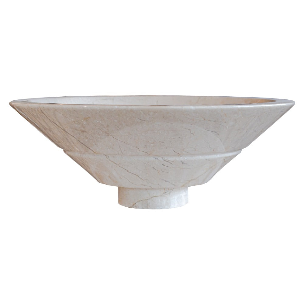 Crema Marfil Marble Natural Stone Tapered Sink High-Gloss Polished (D)16