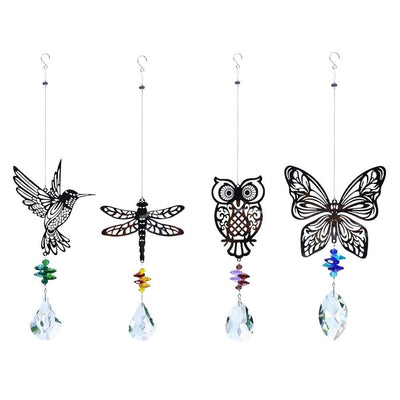 Crystal Garden Sun-catcher Hanging Crystals Prisms Ornament For Window Glass Chandelier Solar Hummingbird Owl Wind Chimes Rainbow Chaser Garden Hanging Curtain Pendant Home Decor Gift Boxed Sun Catcher Gift Idea For Mom Friends Grandma Hummingbird