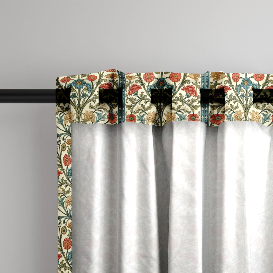 Window Curtain Set - Cotton Blend (2 Panels) | Summer Bouquet | William Morris Inspired Collection