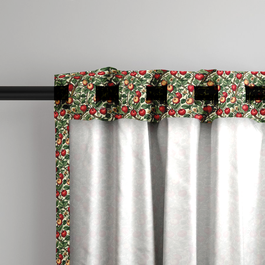 Window Curtain Set - Cotton Blend (2 Panels) | Apple | William Morris Inspired Collection